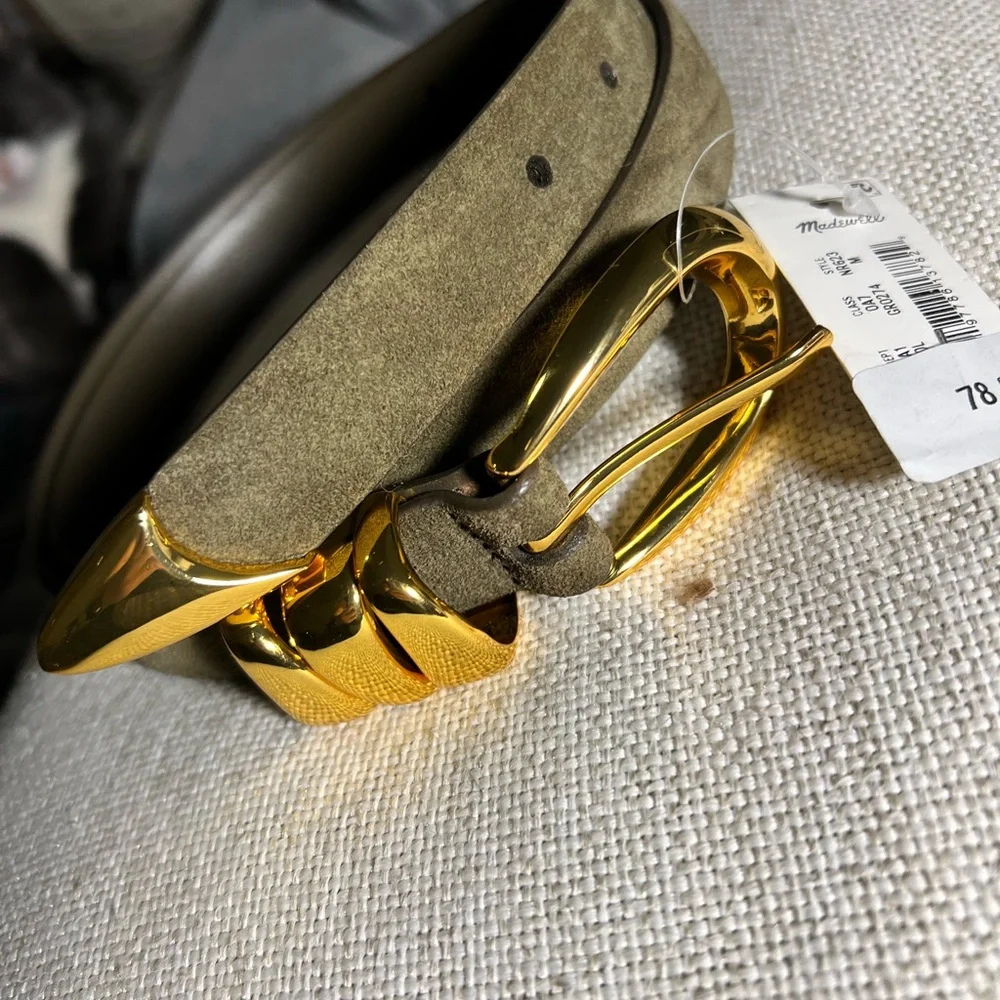 Madewell NWT leather suede belt olive green